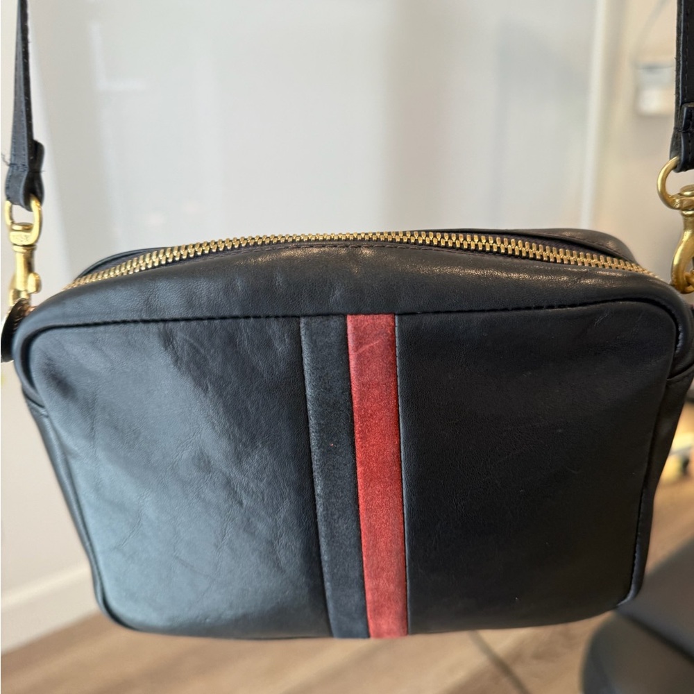 Clare V Black Crossbody with Red Accent